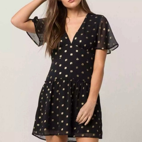 NWT Amuse Society Revolve Midnight Love Metallic Mini Dress - Picture 1 of 10